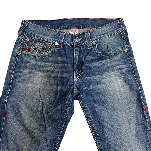 True Religion Blue and Red Straight Men's Jeans - Picture 4 of 6